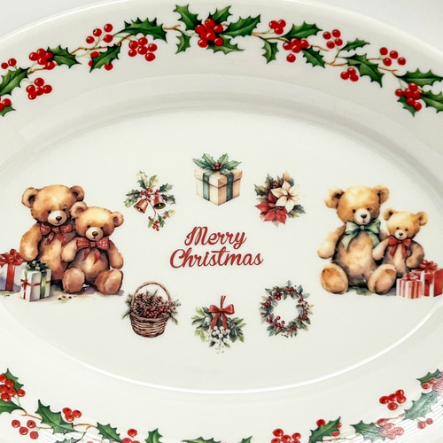 テディベアのクリスマスプレート／オーバル 楕円皿 大皿 Dressing 通販