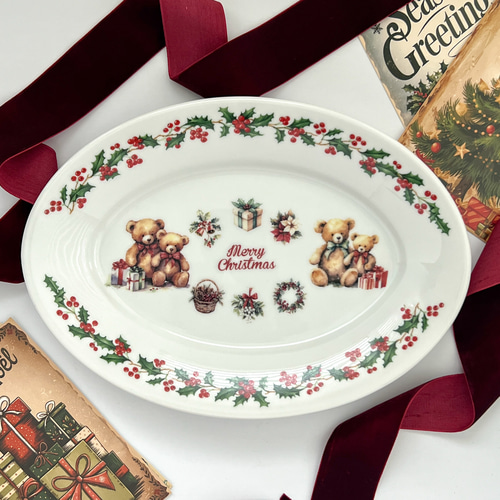 テディベアのクリスマスプレート／オーバル 楕円皿 大皿 Dressing 通販