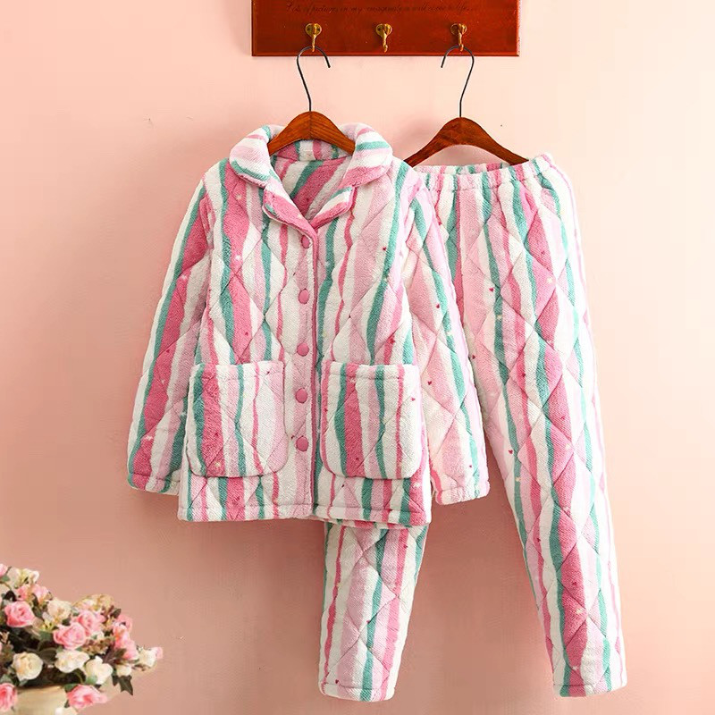 冬、パジャマ、上下セット、長袖、サンゴフリース、レディース、部屋着