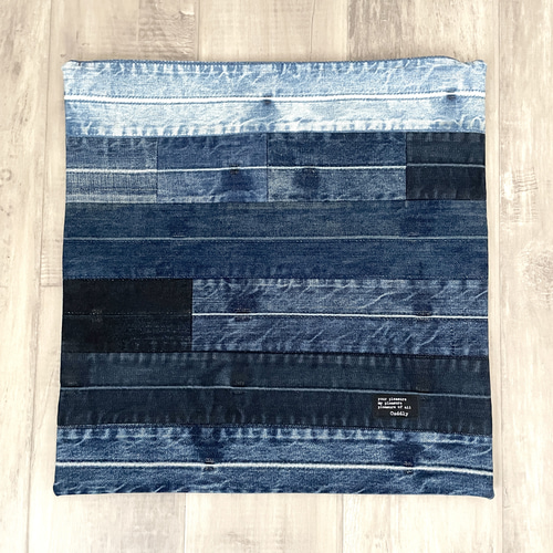 デニムクッションカバー ネイビーブルー 45cm用 ハンドメイド ジーンズ