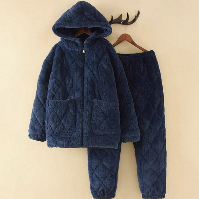 ペアルック、冬、パジャマ、上下セット、長袖、サンゴフリース、男女兼用、部屋着