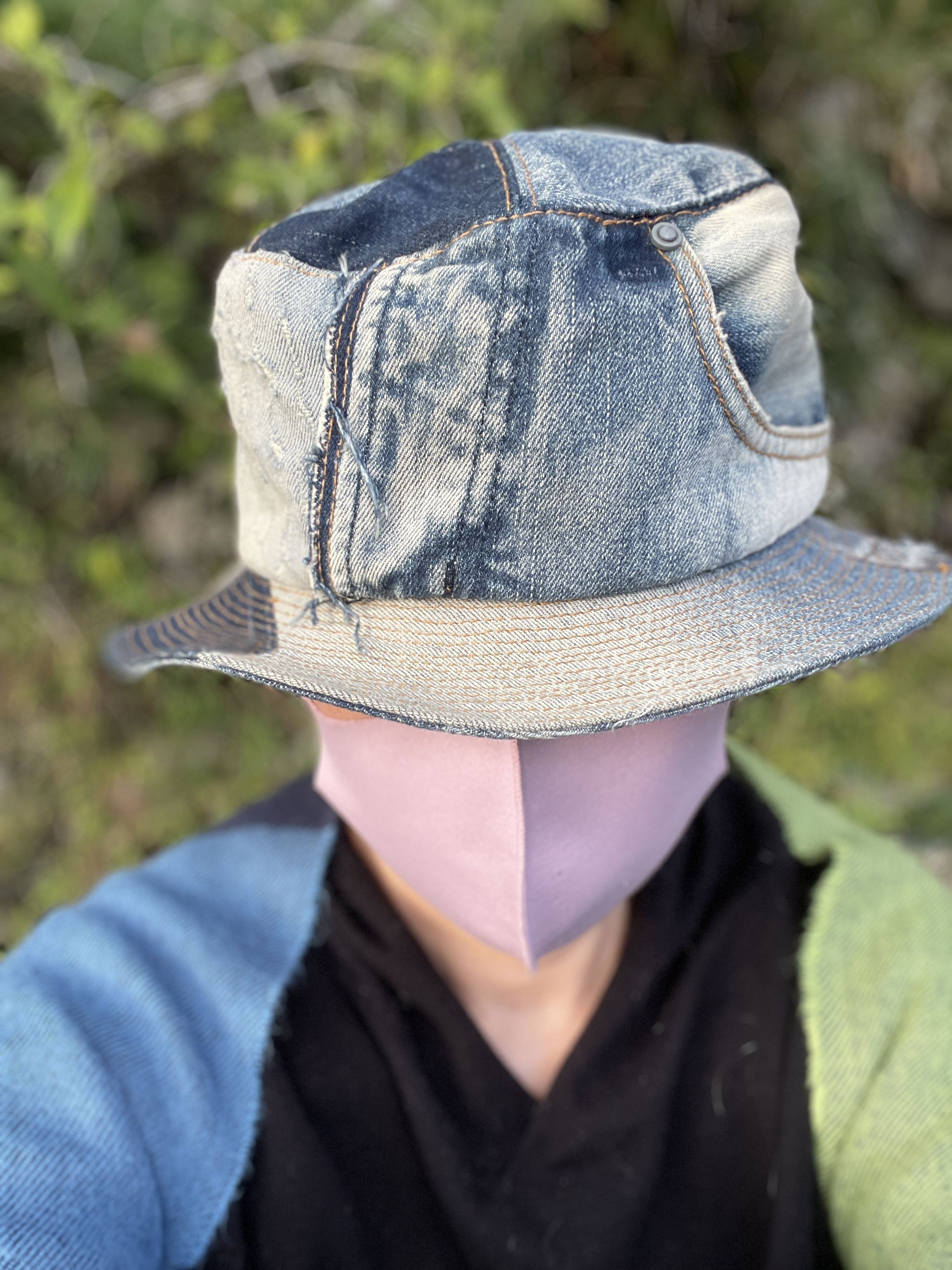 デニム パッチワーク ジーンズリメイクカッコいいハットhat−0011