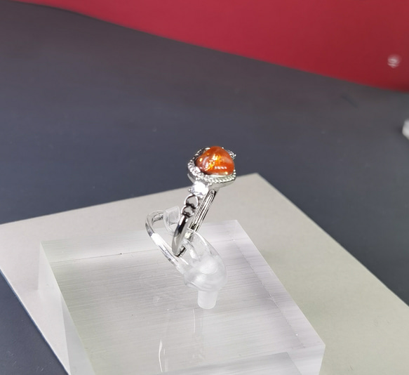 「陽だまりの輝き」キラキラ５Aサンストーン (アンデシン)華やか繊細なピンキーリング 2枚目の画像