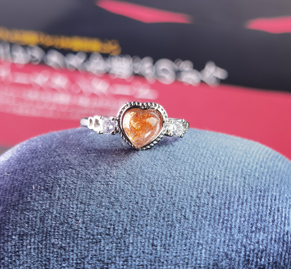 「陽だまりの輝き」キラキラ５Aサンストーン (アンデシン)華やか繊細なピンキーリング 4枚目の画像