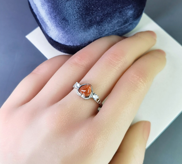 「陽だまりの輝き」キラキラ５Aサンストーン (アンデシン)華やか繊細なピンキーリング 3枚目の画像