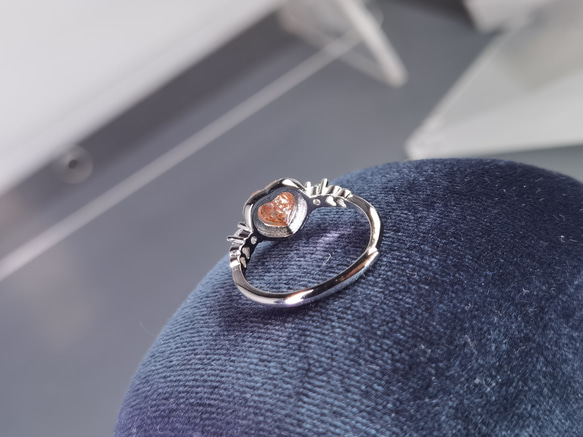 「陽だまりの輝き」キラキラ５Aサンストーン (アンデシン)華やか繊細なピンキーリング 5枚目の画像