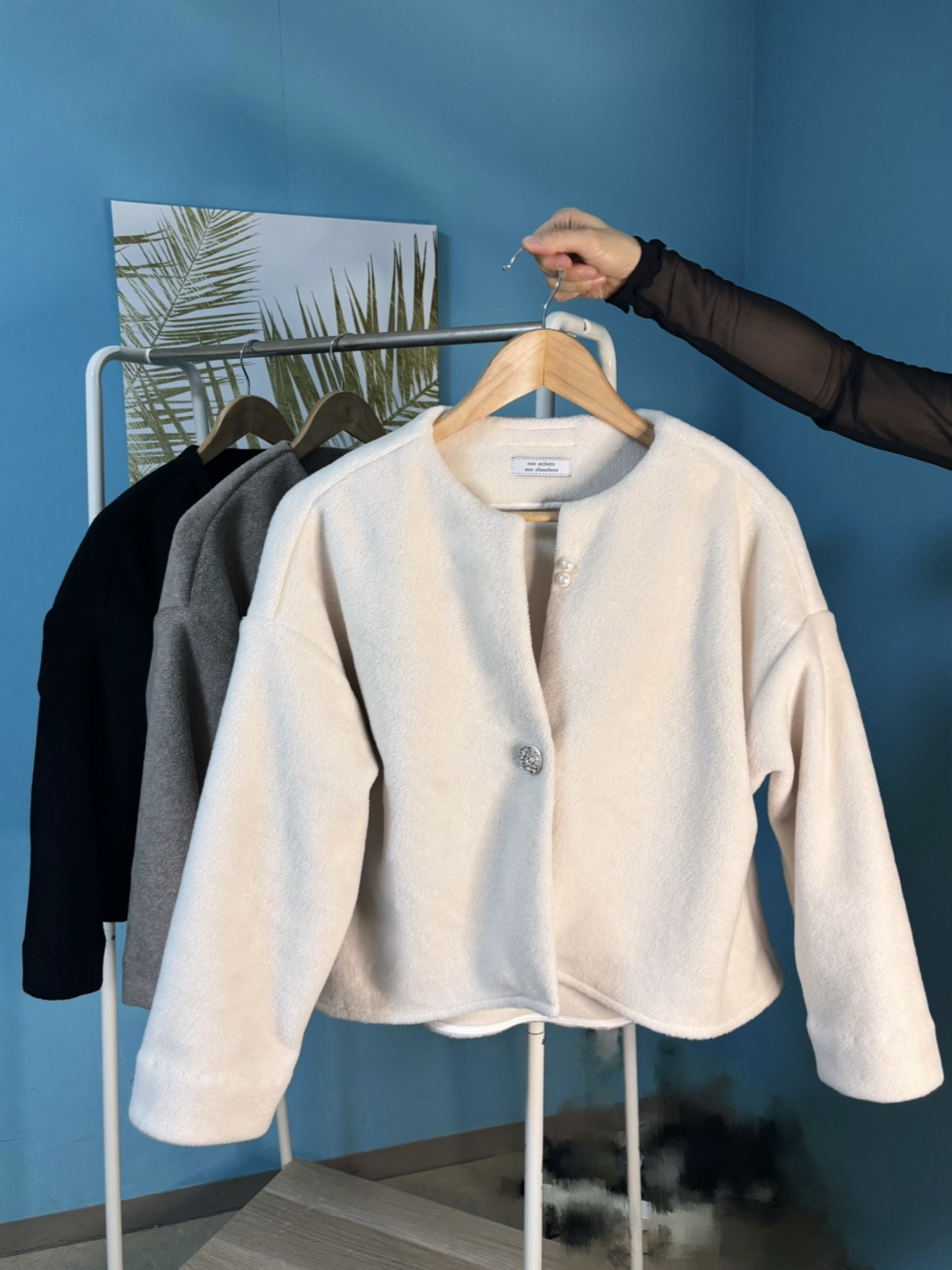 【受注制作】上質メルトンフリース■■ノーカラーブルゾン...(生成り)