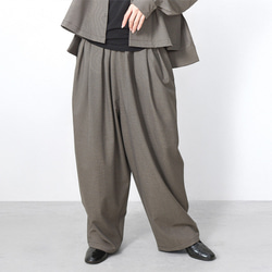 七分丈ガーゼバルーンパンツ/ブラック/知多木綿 格子柄ガーゼ ロング