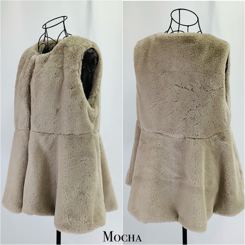 №A65414 【2025年 秋・冬 AW 新作】ペプラム フェイクファーベスト