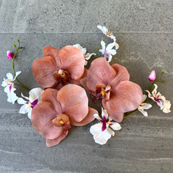 ピーチバーガンディ胡蝶蘭♪ウェディングブーケ アーティフィシャル