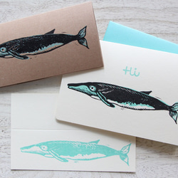 ナガスクジラの版画グリーティングカード　エメラルド 4枚目の画像