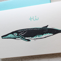 ナガスクジラの版画グリーティングカード　エメラルド 2枚目の画像