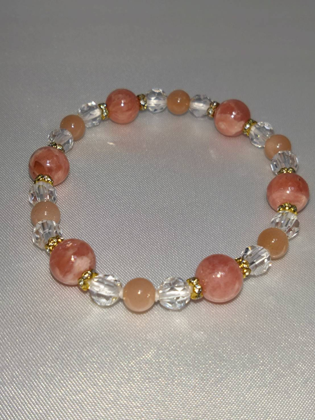 天然石ブレスレット★インカローズオレンジムーンストーン