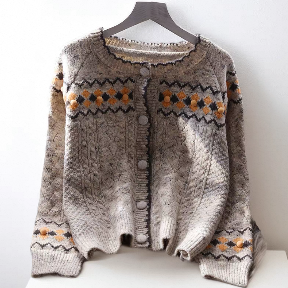 花柄カーディガン、前開きニットセーター、前開きカーディガン、、花柄ニットセーター、ジャケット、レディース、冬、防寒対策 4,650円