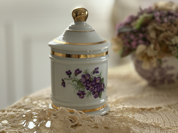 フランスアンティーク Limoges リモージュ スミレの小物入れ すみれ