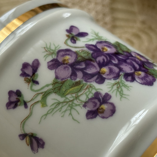 フランスアンティーク Limoges リモージュ スミレの小物入れ すみれ