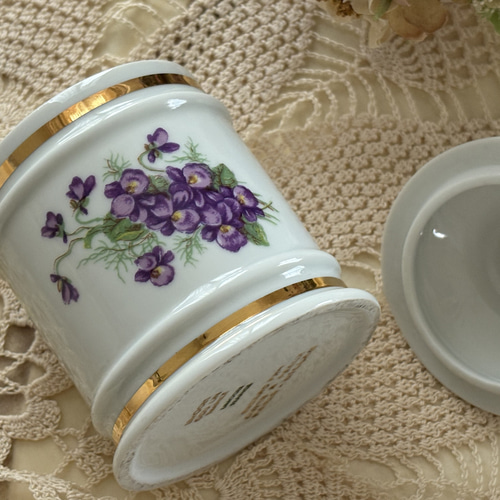 レア✨フランスアンティーク BF社 ホーローキャニスター すみれ 菫 花