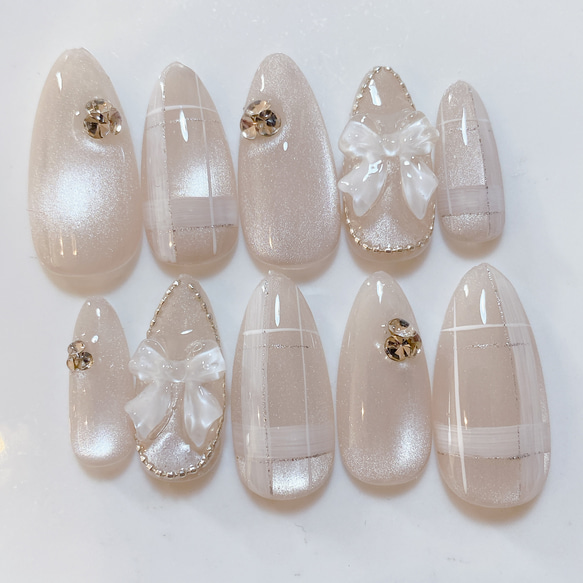 サイズオーダー ネイルチップ マグ チェック 大人ネイル 量産型 地雷系