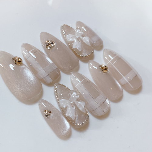 サイズオーダー ネイルチップ マグ チェック 大人ネイル 量産型 地雷系