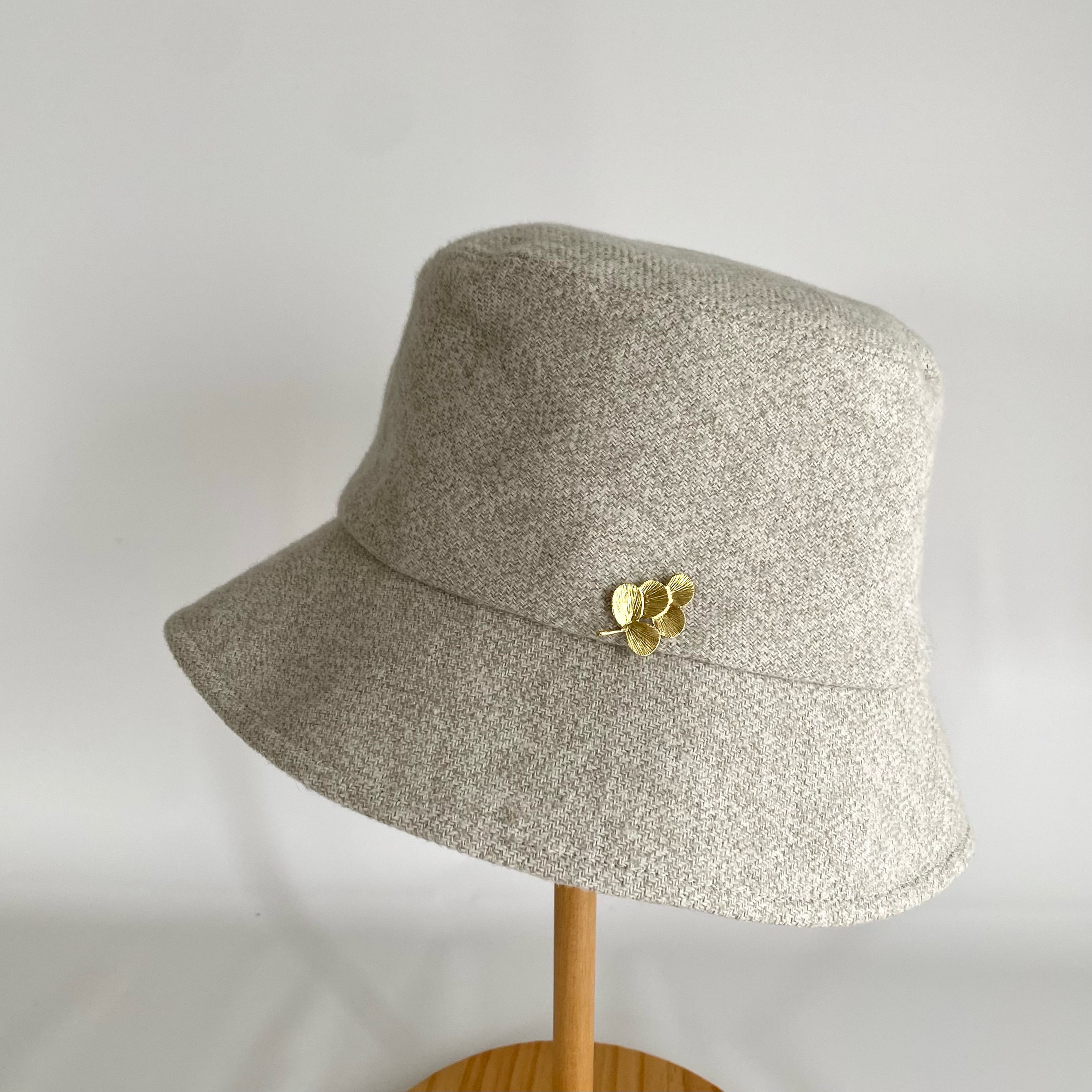 【秋冬新作】真鍮チャーム＊コットンツイードの帽子＊バケットハット《選べるサイズ受注製作》SS/S/M/L/LL
