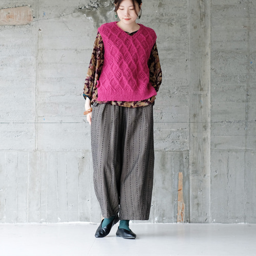 あったかウール♡手編みニットベスト（25w-05）ピンク ベスト Hammock