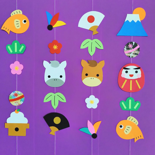 クリスマス お正月 2点セット 吊るし飾り 壁面飾り ガーランド 11月 12