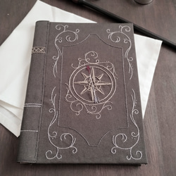 朔の羅針盤 刺繍表紙のリングノート A5サイズ アンティーク風 ※受注