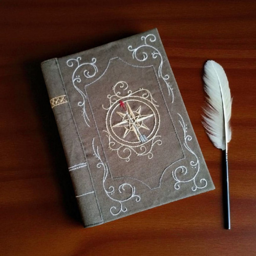 朔の羅針盤 刺繍表紙のリングノート A5サイズ アンティーク風 ※受注