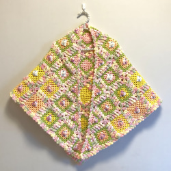 ミックス色/手編みのベッドカバー/お花モチーフのベッドカバー