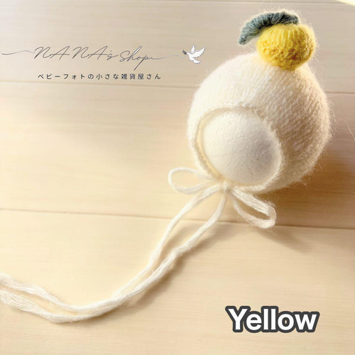 オレンジ♪鏡餅ボンネット ニューボーンフォト撮影衣装 帽子 正月月齢