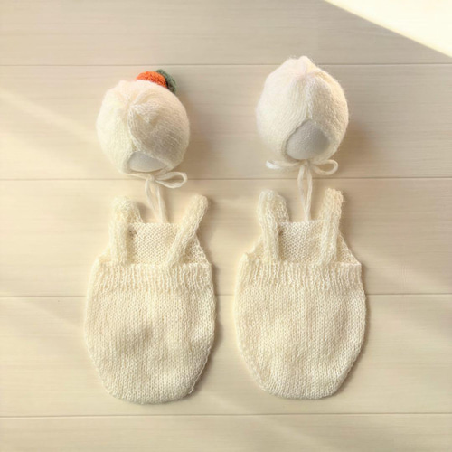 オレンジ♪鏡餅ボンネット ロンパースセット ニューボーンフォト