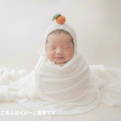 オレンジ♪鏡餅ボンネット ロンパースセット ニューボーンフォト撮影