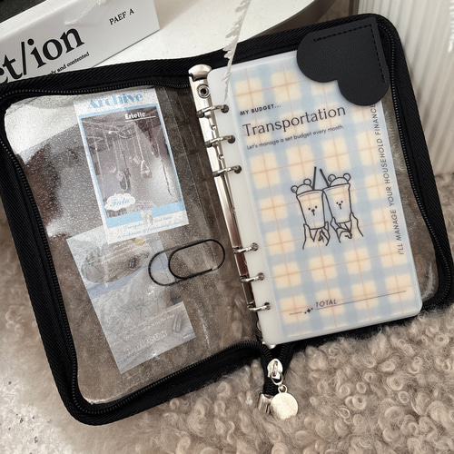 new＊ジップA6バインダー（ブラック）バインダー貯金 /saving /韓国