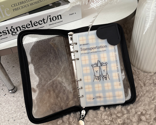 new＊ジップA6バインダー（ブラック）バインダー貯金 /saving /韓国