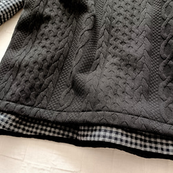 完売! 数量限定　起毛素材　ハイネックギャザーブラウス　グレー×ブラックのミニギンガムチェック柄　普通地～中厚地 16枚目の画像