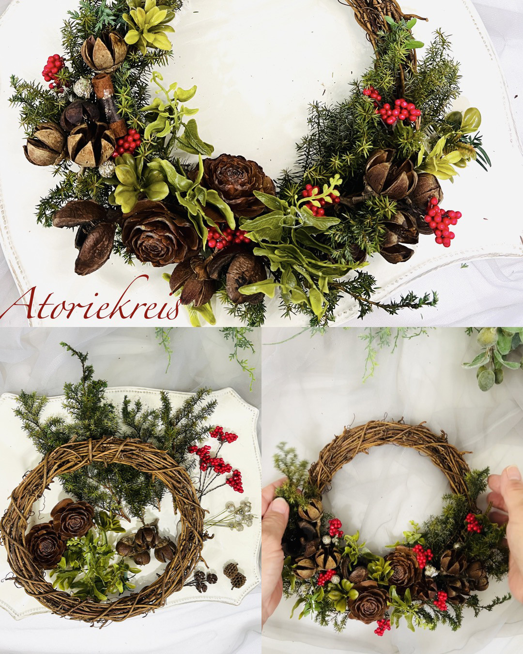 木の実で作るクリスマスリースキット〔3個セット〕