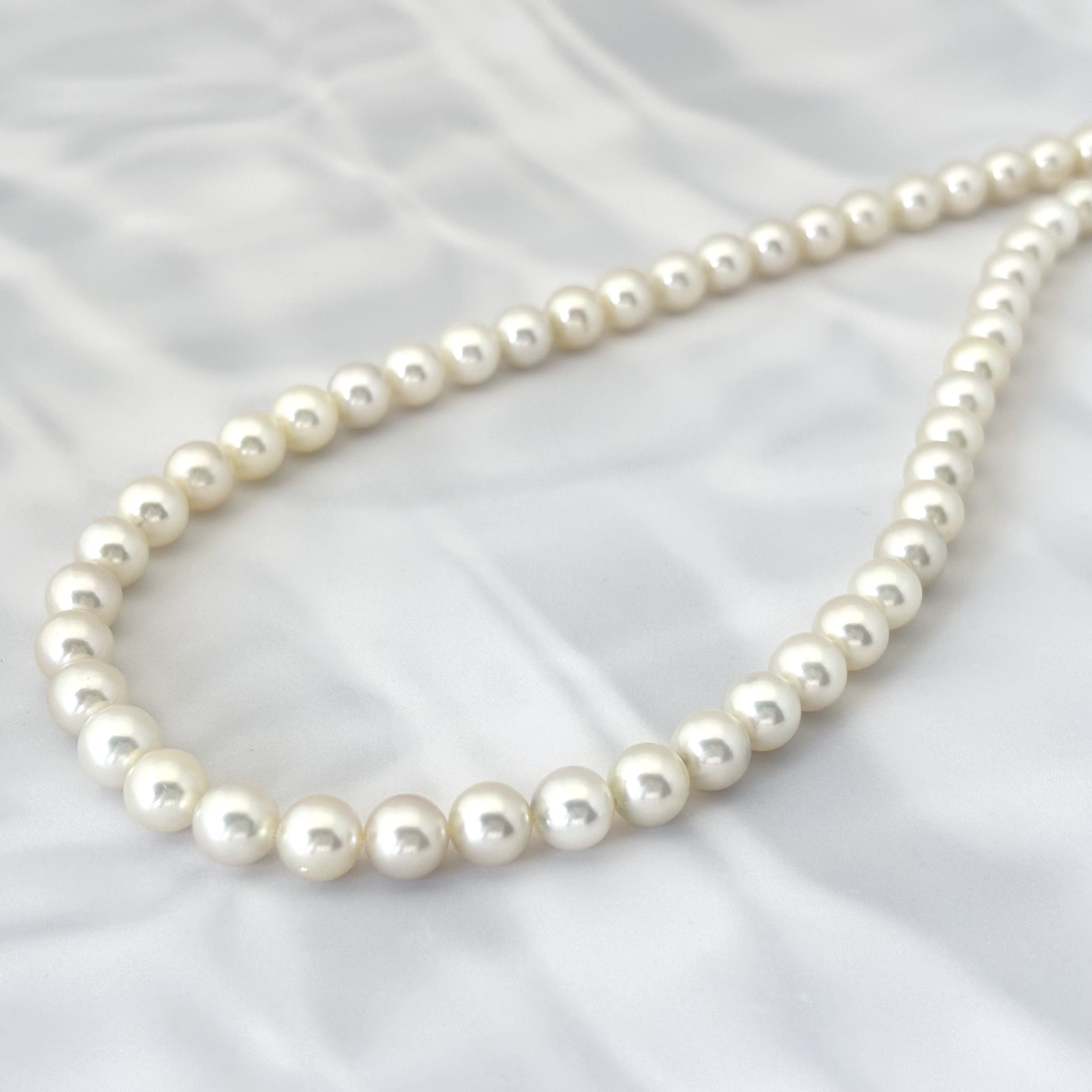 ネックレス用あこや真珠 ホワイト シミ/キズ有 連 7.0mm 約40cm 素材 ハンドメイド307702RW