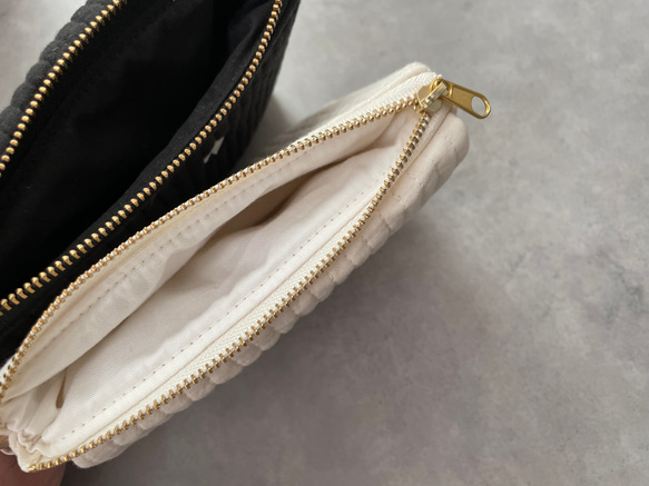 ハート刺繍　ヌビ生地　ミニポーチ　カードポーチ　カードケース　キーケース　マルチポーチ 6枚目の画像