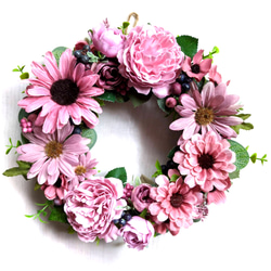 青薔薇と姫りんごの夏リース☆玄関リース☆造花リース☆アーティ