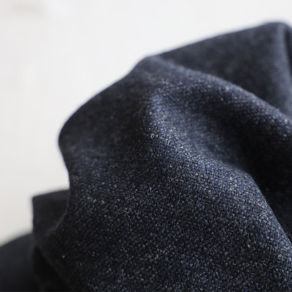 ⁂ラスト２　新作　１１５cm　暖か縮絨メルトン ウールmix　小花フリル　ワンピース　前開き　羽織り　紺K47 13枚目の画像