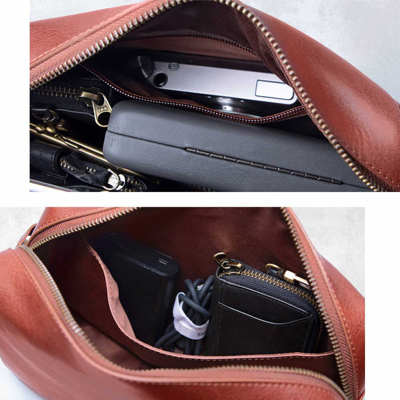 義大利真皮單肩包，大容量，斜背包，Virano，棕色，HAB043 第7張的照片