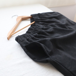 ⁂新作　ニット コーデュロイ生地　上下セットアップ　サイド横リボン付き ベスト　幅広 ストレート パンツ　黒 K67 10枚目の画像