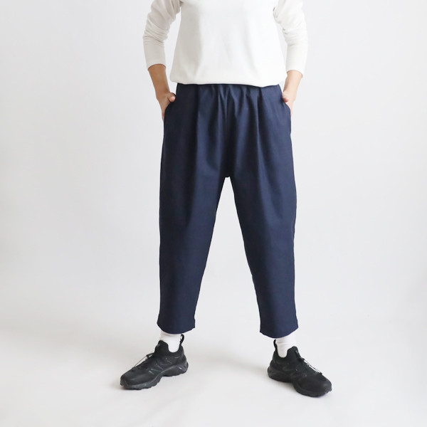 春うららＳＡＬＥ　９０ｃｍ　斜横ぐーんと伸びる伸縮ストレッチ生地　定番パンツ テーパード ペグゆったりインディゴK69