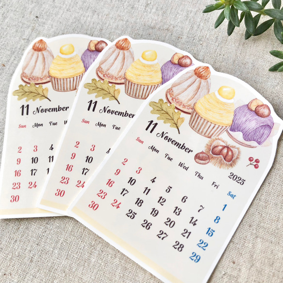 マロンデザート 2025年11月の日付シート（マスキングシール）sticker【在庫僅少】 4枚目の画像