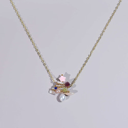 クリスマスツリーモチーフ　ネックレス　ブローチ　Ｙネックレス　真珠　淡水パール　天然石　ネコポス送料無料 3枚目の画像