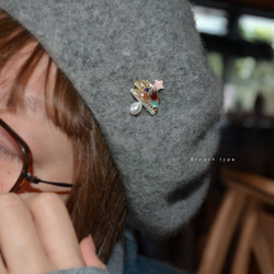 クリスマスツリーモチーフ　ネックレス　ブローチ　Ｙネックレス　真珠　淡水パール　天然石　ネコポス送料無料 14枚目の画像