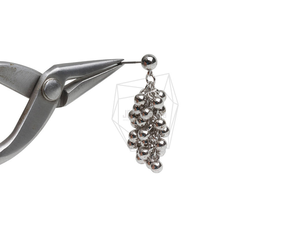 ERG-3134-R [1對] 球鏈金屬耳環 第4張的照片