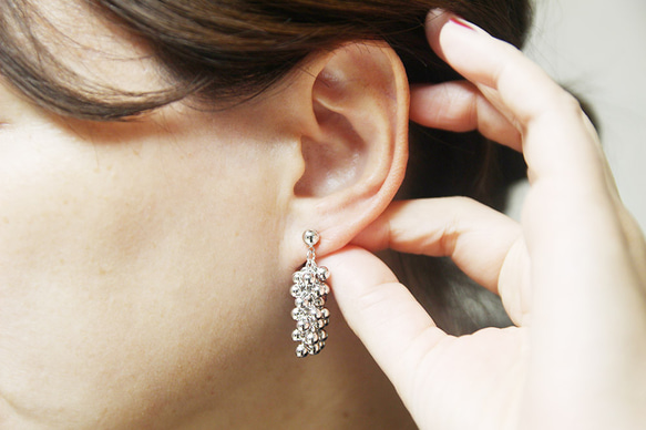 ERG-3134-R [1對] 球鏈金屬耳環 第6張的照片