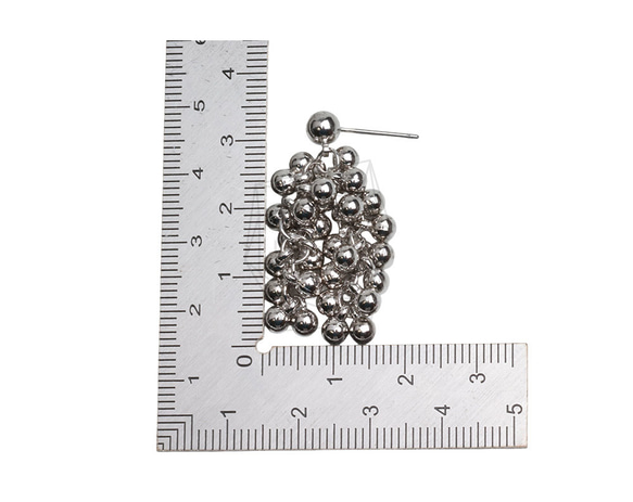 ERG-3134-R [1對] 球鏈金屬耳環 第5張的照片