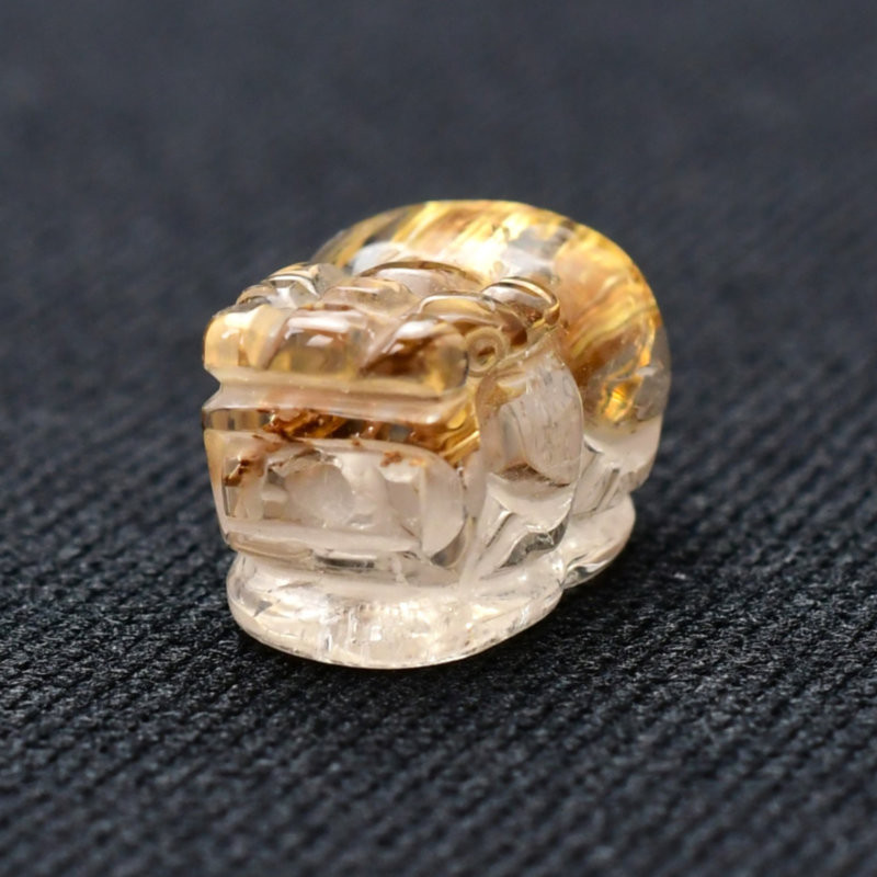 【艶やかな透明感と太金針の迫力】1点物　ゴールド　タイチンルチル　クォーツ　貔貅　ヒキュウ【GHHKU4】3g　京海堂